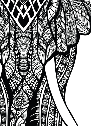 Canvastavla - Elephant black and white